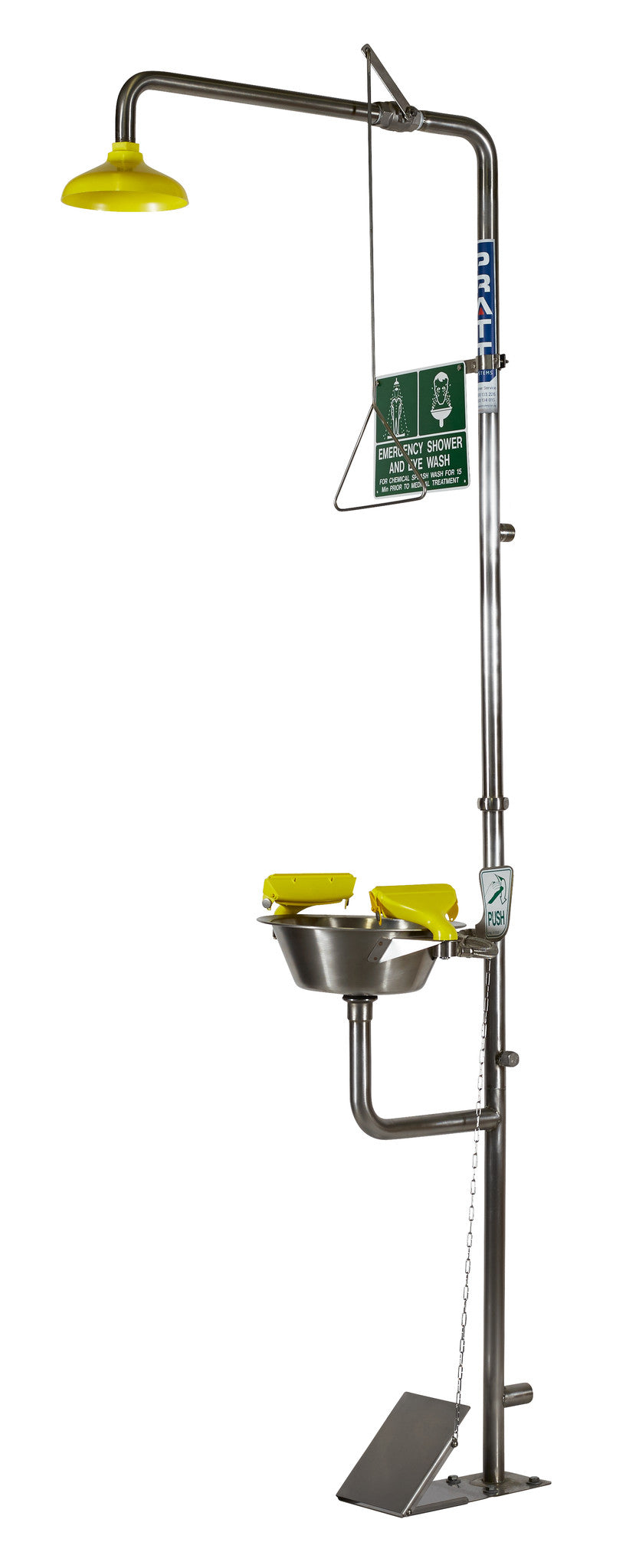 Pratt Combination Safety Shower & Eye Face Wash Hand & Foot Operated with bowl, Safety Showers & Eye/Face Washes - DG Safety